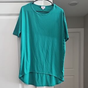 LuLaRoe Irma True Green Tunic Short Sleeve Shirt